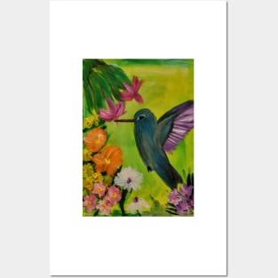 hummingbird feeding on some nectar on a 12x16inc stretch canvas. Posters and Art